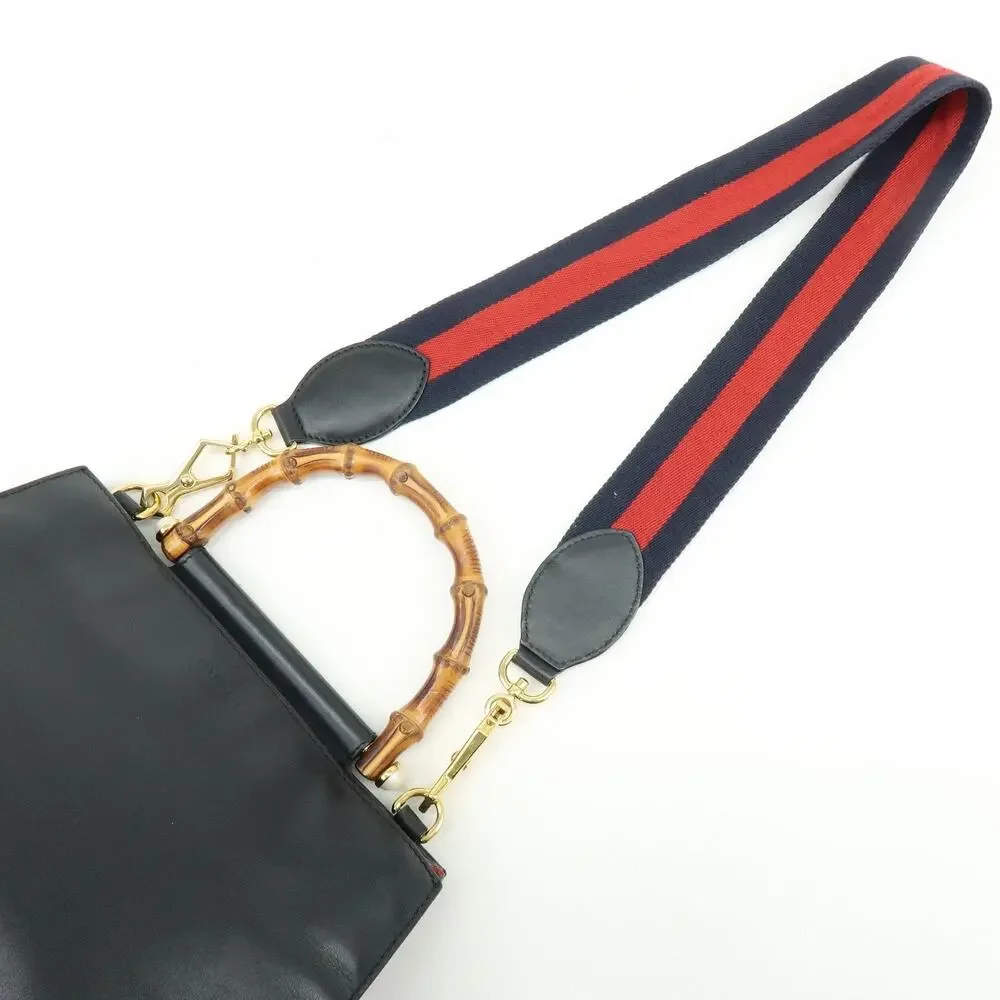 Gucci Nymphaea Bamboo Leather Handbag Black